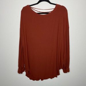 Free People Orange Open Back Twist Long Sleeve Tunic Top  OB1005812